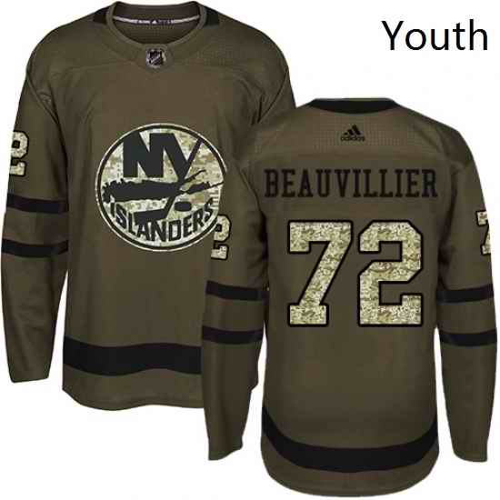 Youth Adidas New York Islanders 72 Anthony Beauvillier Premier Green Salute to Service NHL Jersey